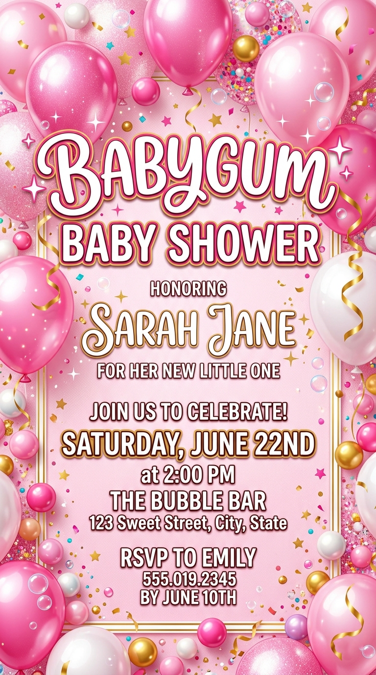 15 Best Bubblegum Baby Shower Invitation Templates She's Ready to Pop!