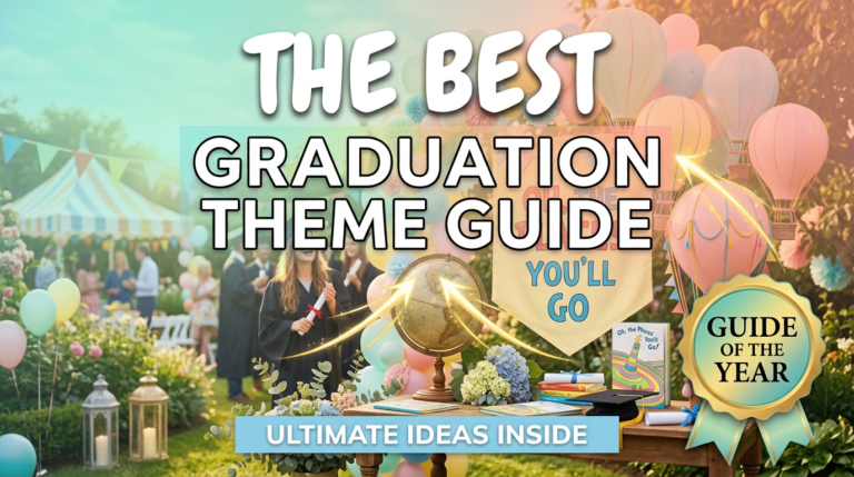 A whimsical Oh the Places You'll Go Graduation Party featuring hot air balloons and pastel decorations