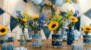 Denim-Wrapped Centerpieces