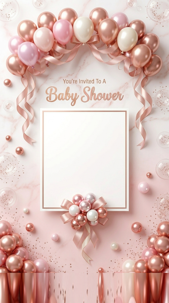 Bubblegum Baby Shower Invitation Template design featuring pink balloons and gumballs