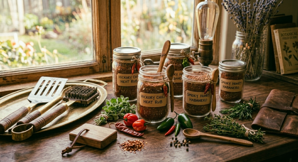 BBQ rub jars tied