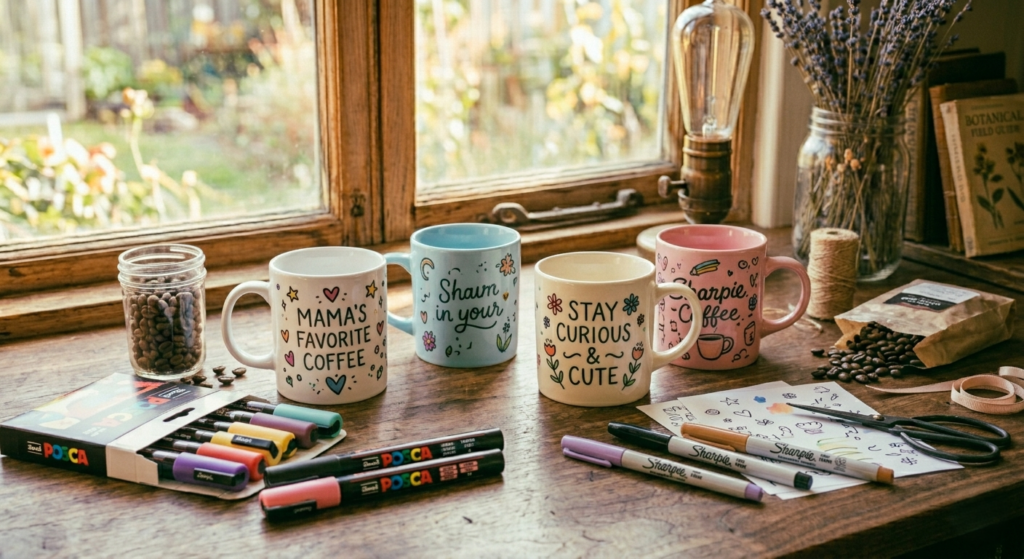 Sharpie-decorated mugs
