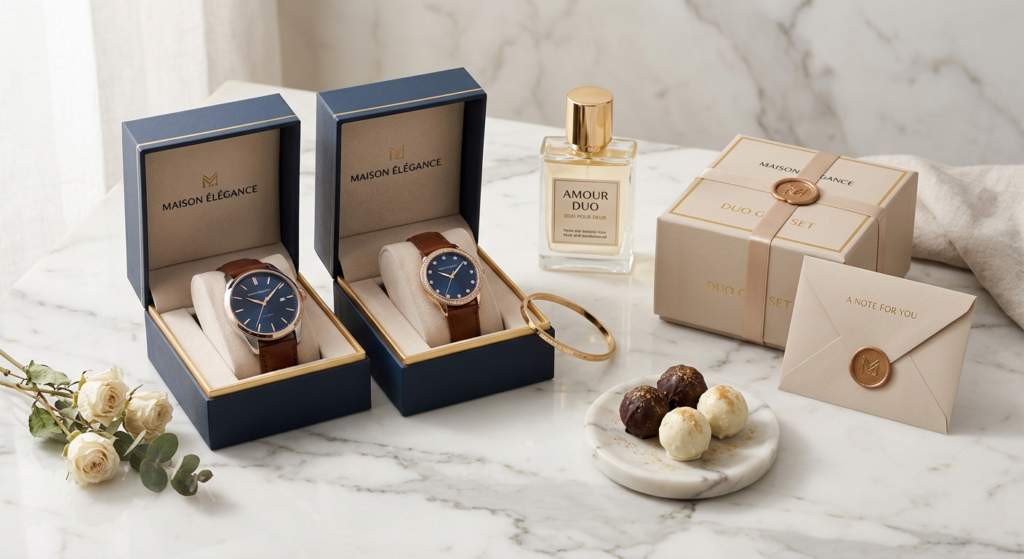 couple gift set including matching watches,