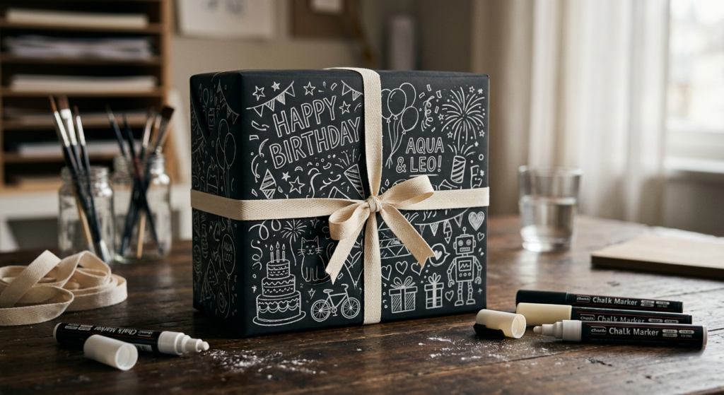 modern black gift box wrapped