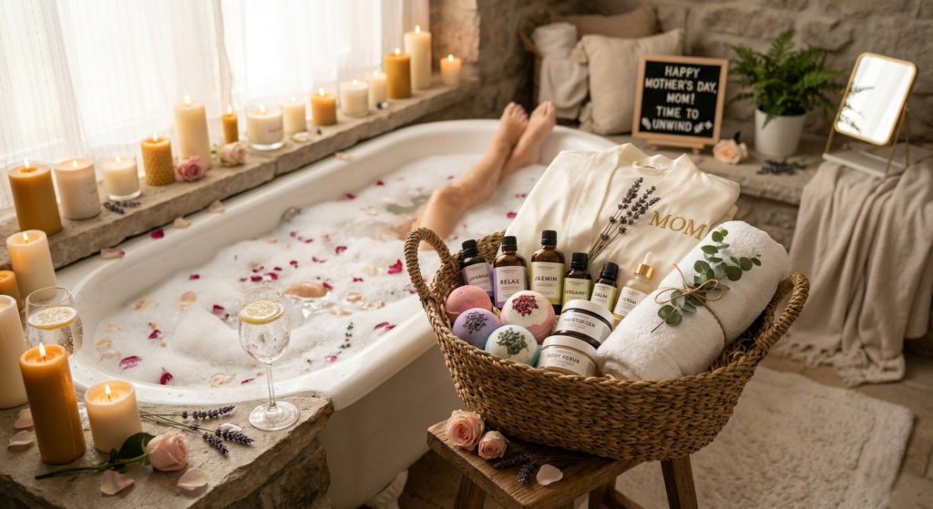 relaxing spa-themed Mother’s Day