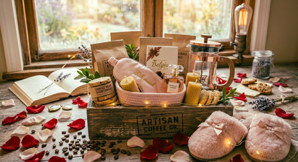 romantic self-care gift basket