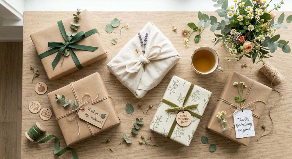 Beautifully wrapped teacher gifts