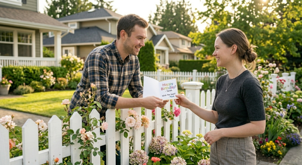 Friendly neighbors chatting