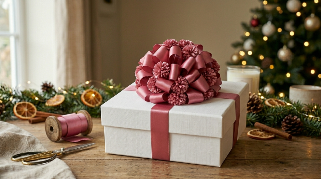 Large fluffy pom-pom ribbon
