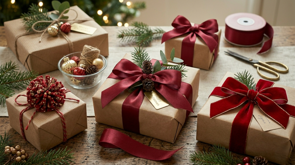 Several beautifully wrapped gifts